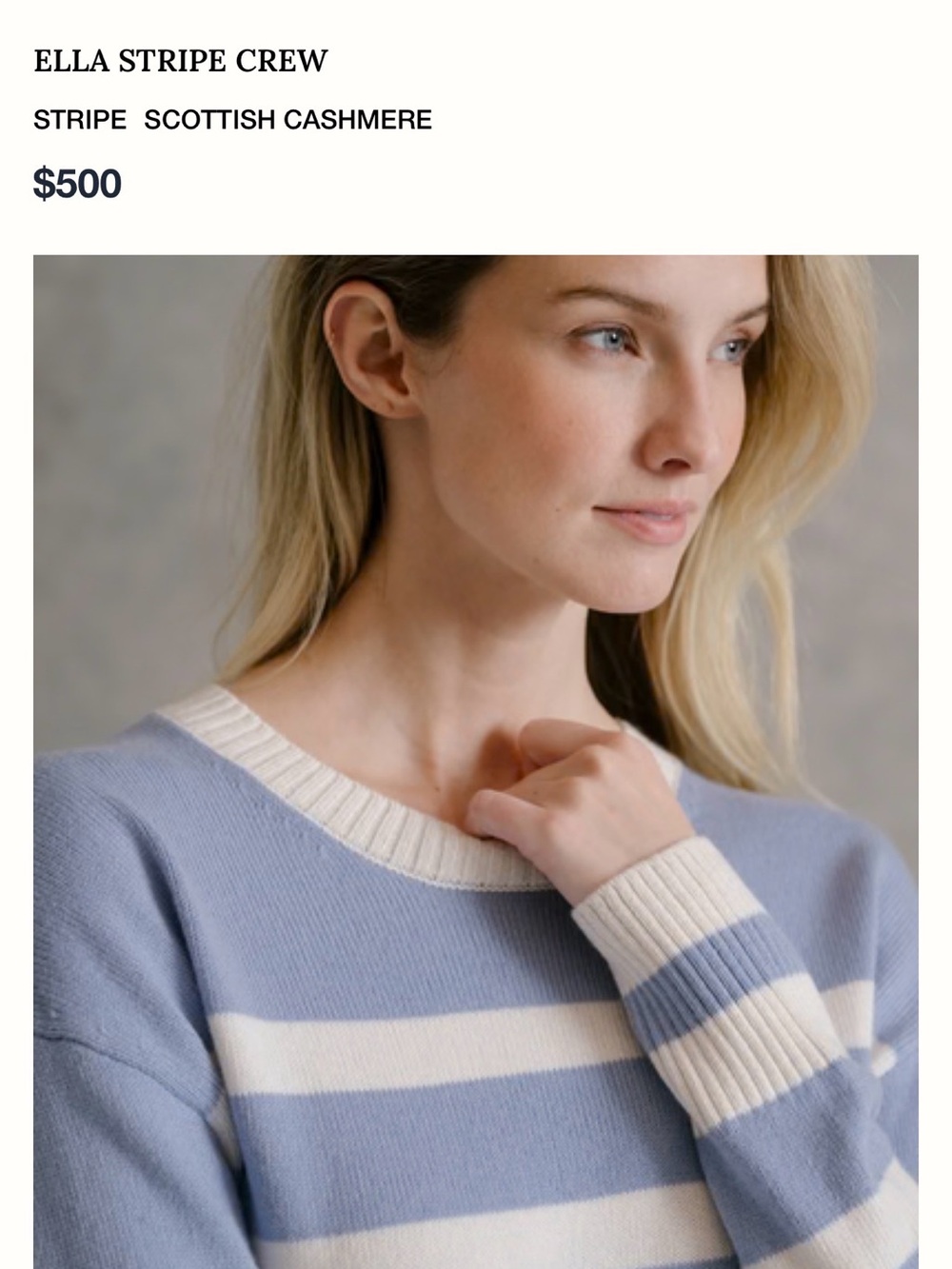 B. Draddy $500 ELLA STRIPE CREW SCOTTISH CASHMERE sz M - Picture 9 of 9